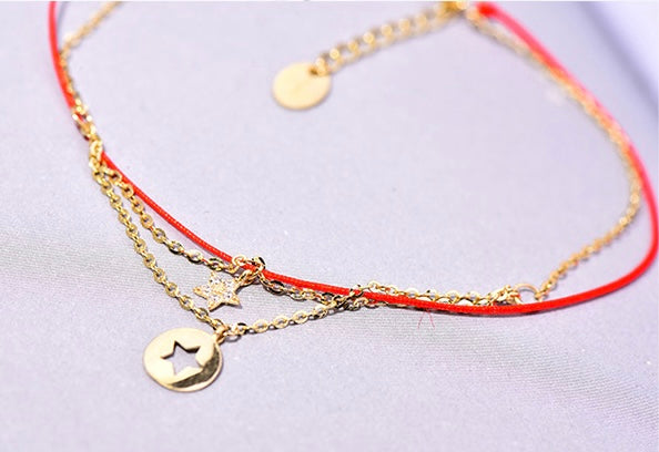 Chain & Red Rope Superstar Bracelet