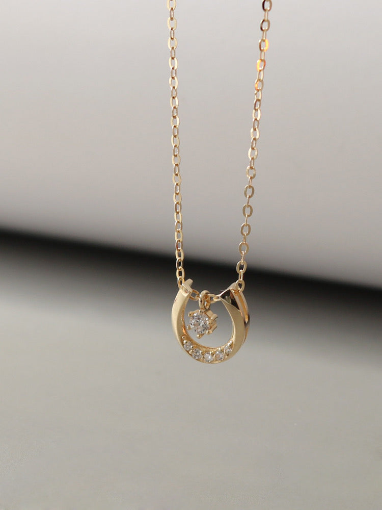 Solitaire Horseshoe Charm Necklace