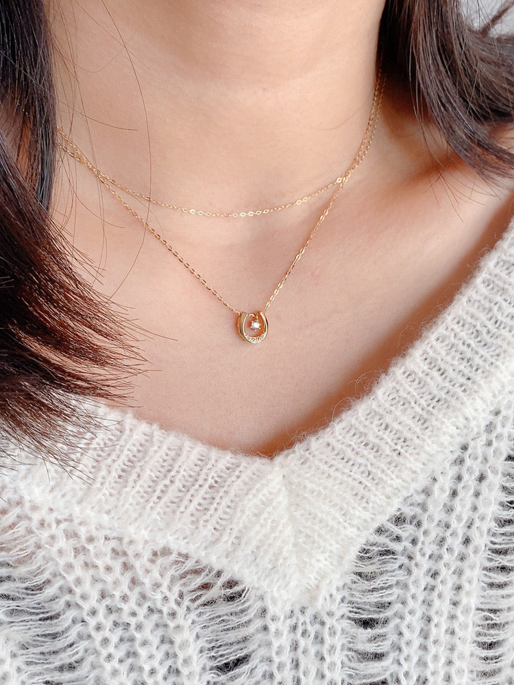 Solitaire Horseshoe Charm Necklace