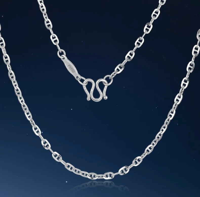 Marine Link Patterned Chain Necklace