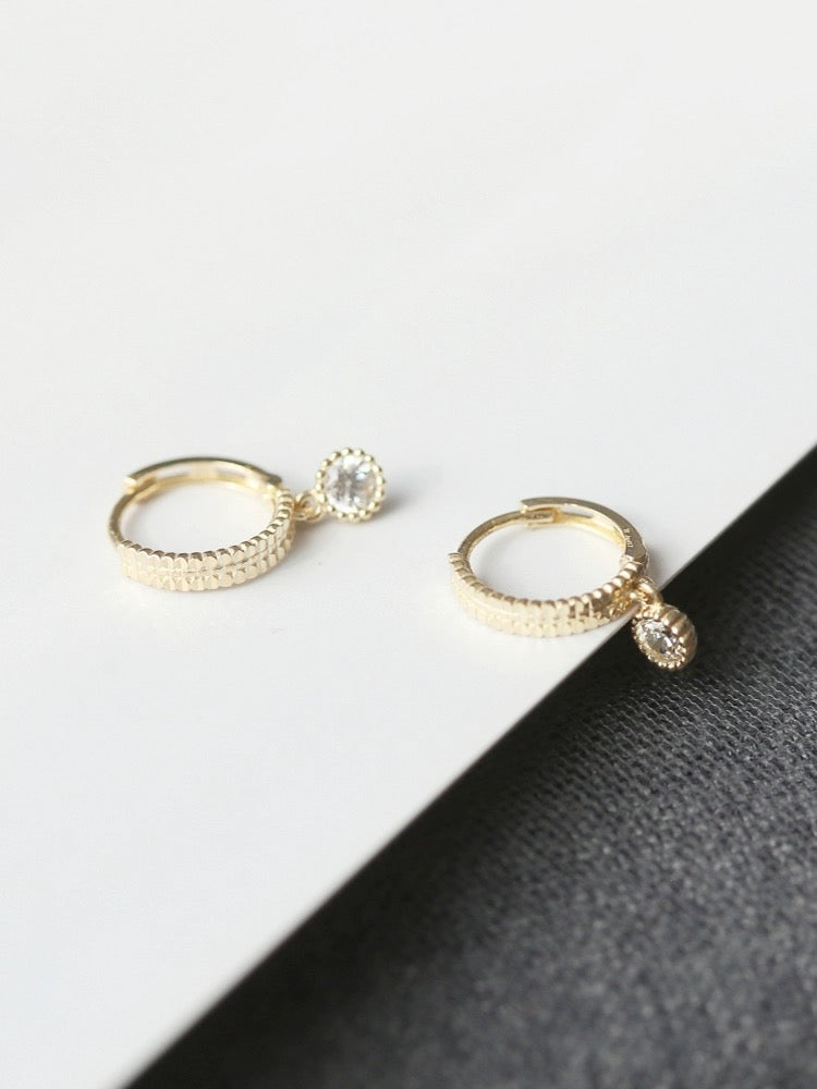 Heirloom Beaded Solitaire Huggie Hoops