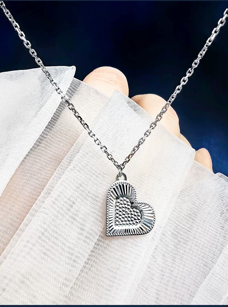 Foiled Dual Heart Dish Charm Necklace