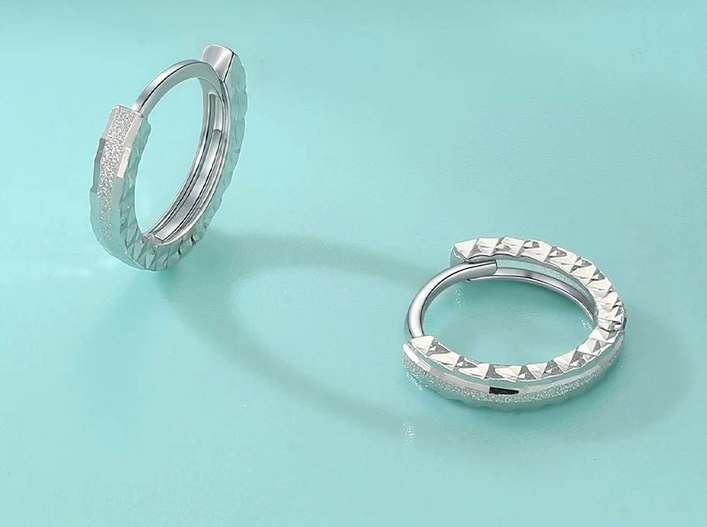 Frost Stripe Huggie Hoops