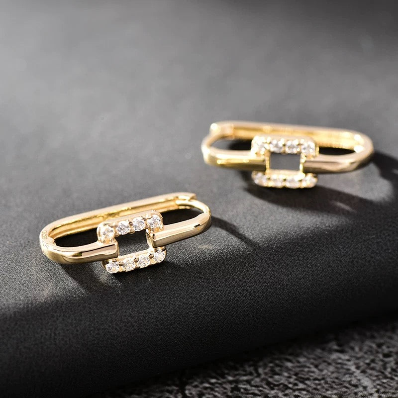 Adraina Link Oblong Hoop Earrings