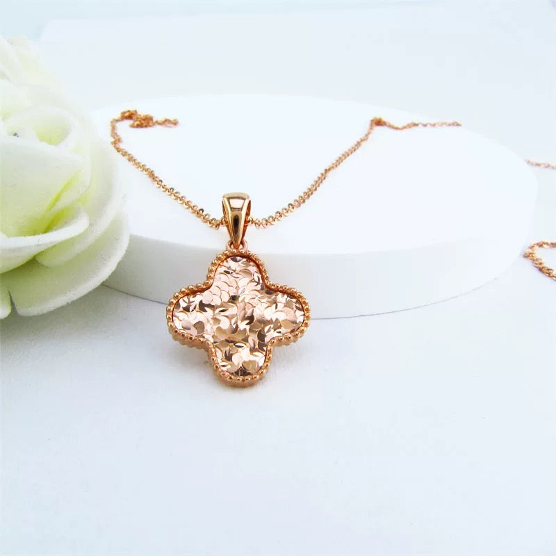 Beaded Sequin Clover Charm Necklace