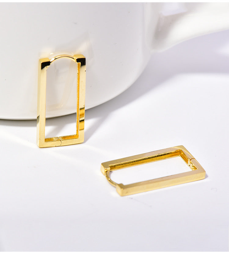 Large Rectangle Hoop Earrings