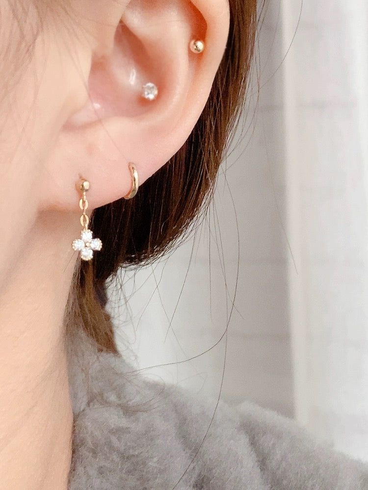 Beaded Flower Chain Stud Earrings