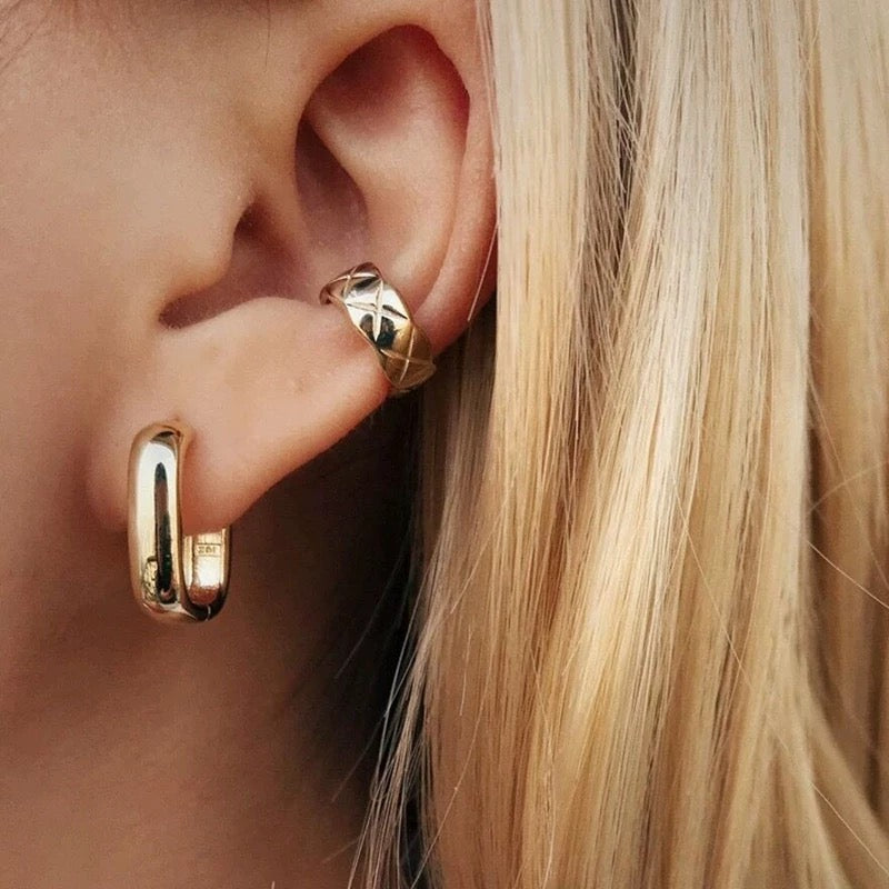 Bold Oblong Hoop Earrings