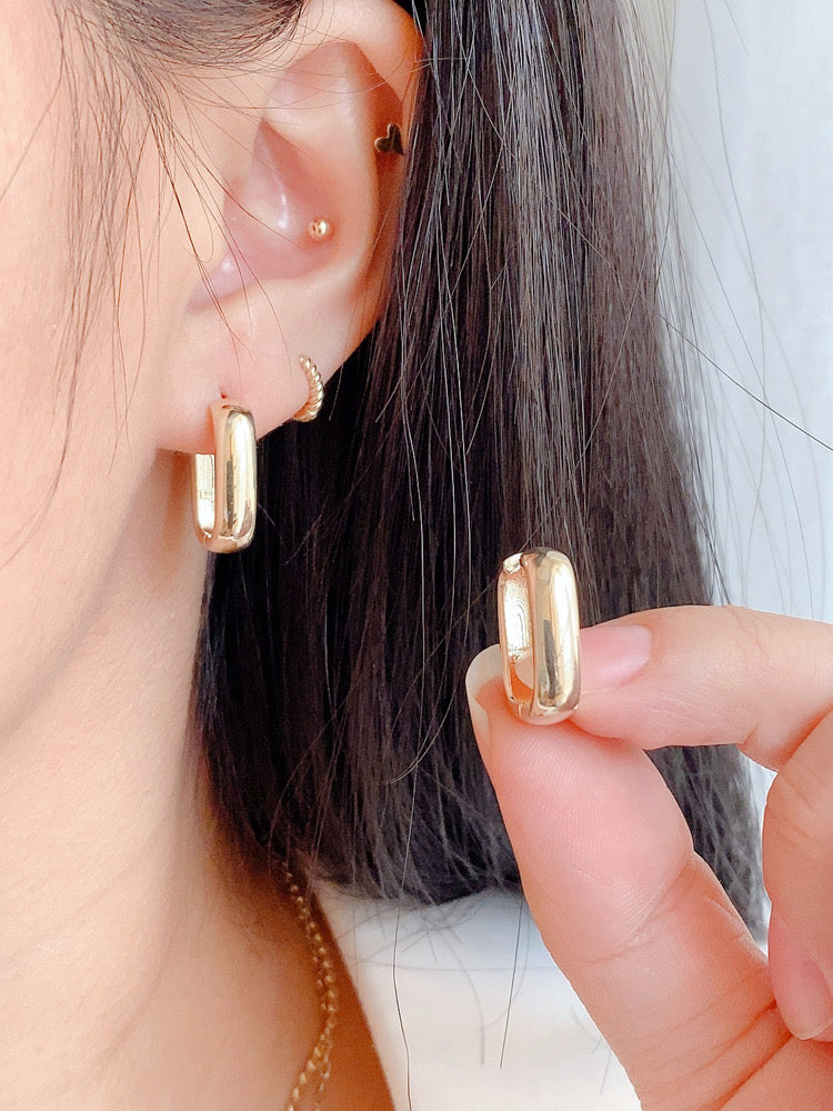 Bold Oblong Hoop Earrings