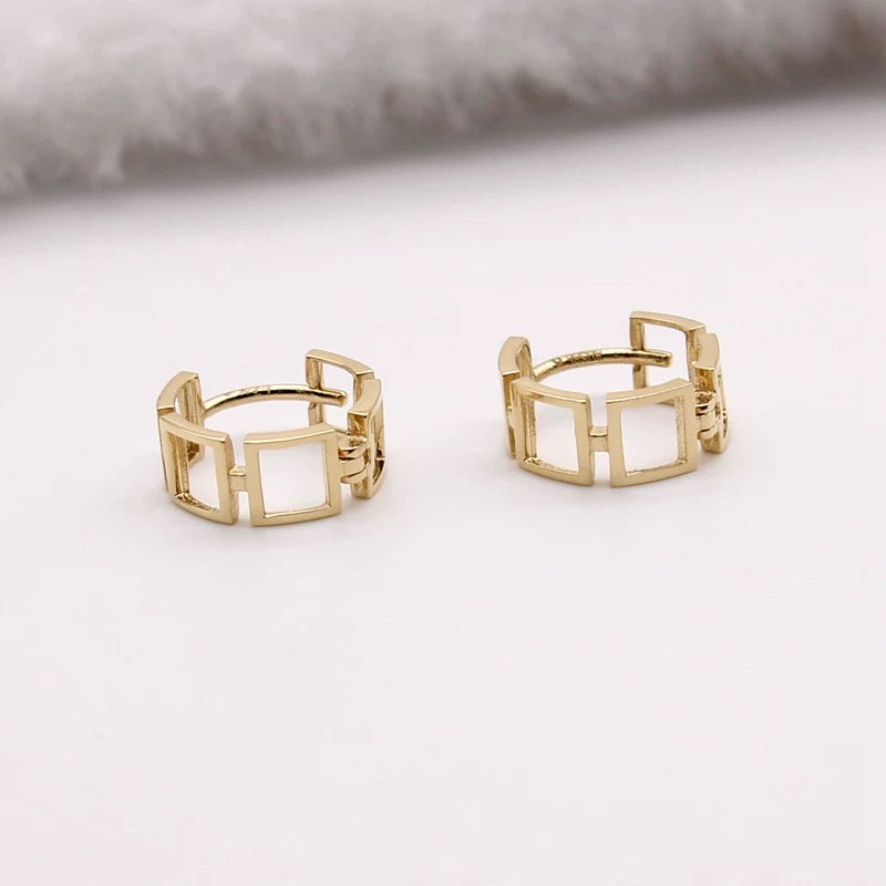 Square Bracelet Frame Huggie Hoops