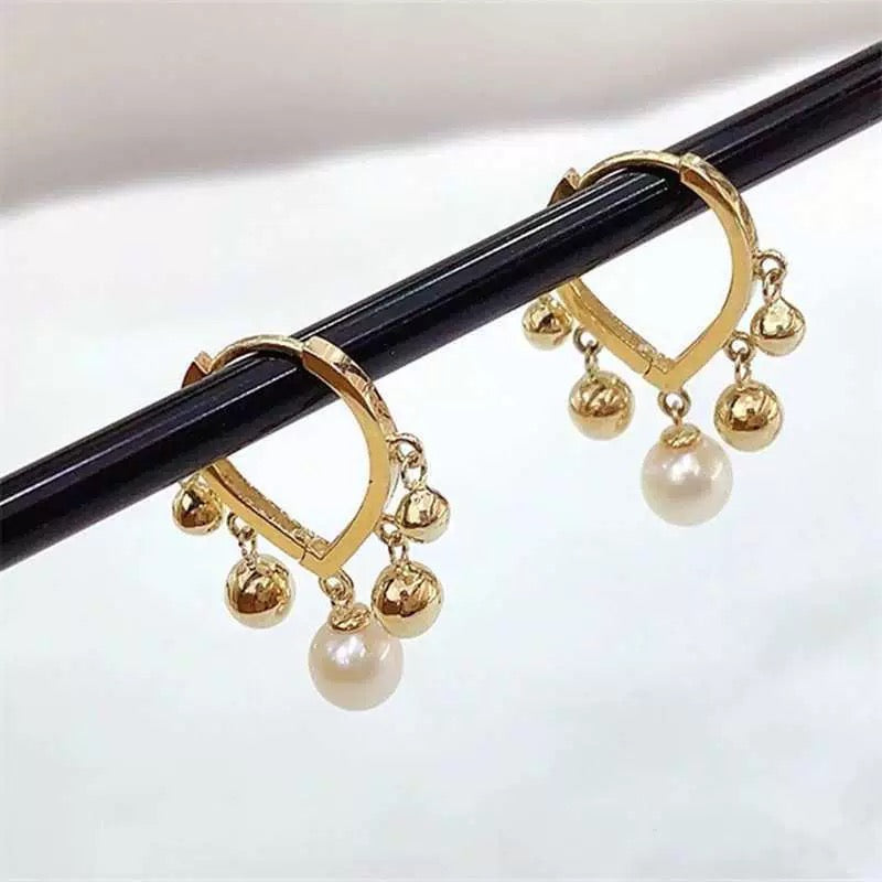 Athena Dome Beads & Pearl Hoop Earrings