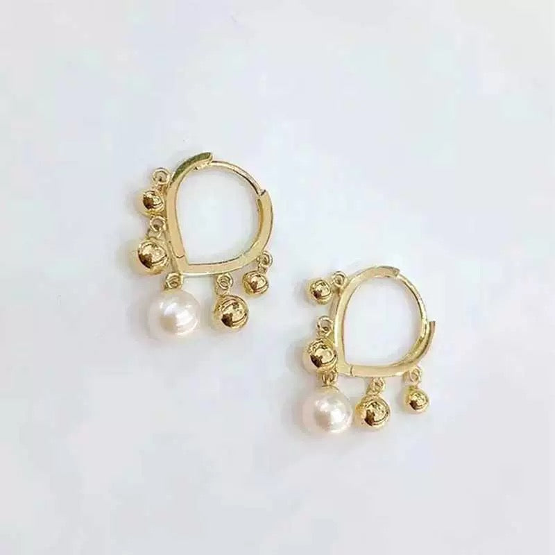 Athena Dome Beads & Pearl Hoop Earrings