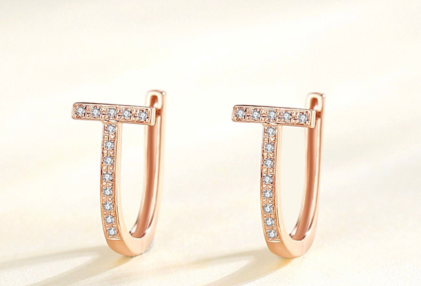 Paved T-Bar Hoop Earrings