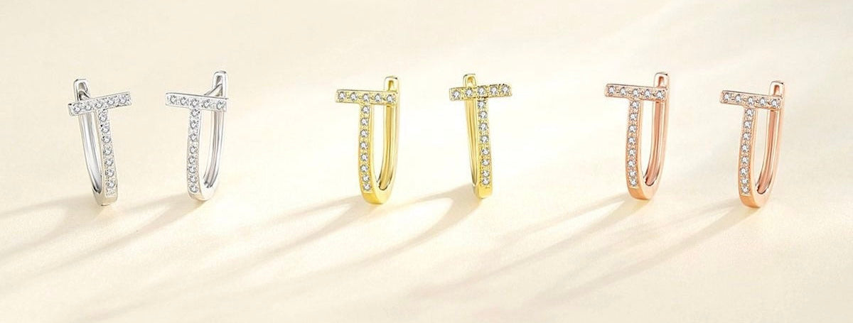 Paved T-Bar Hoop Earrings