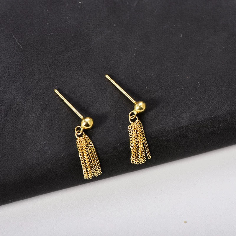 Tassel Chain Brush Stud Earrings