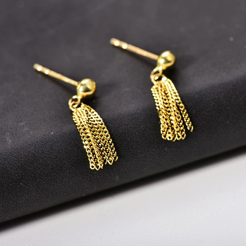 Tassel Chain Brush Stud Earrings