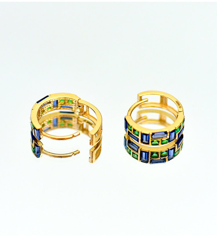 Stained Glass Huggie Hoops