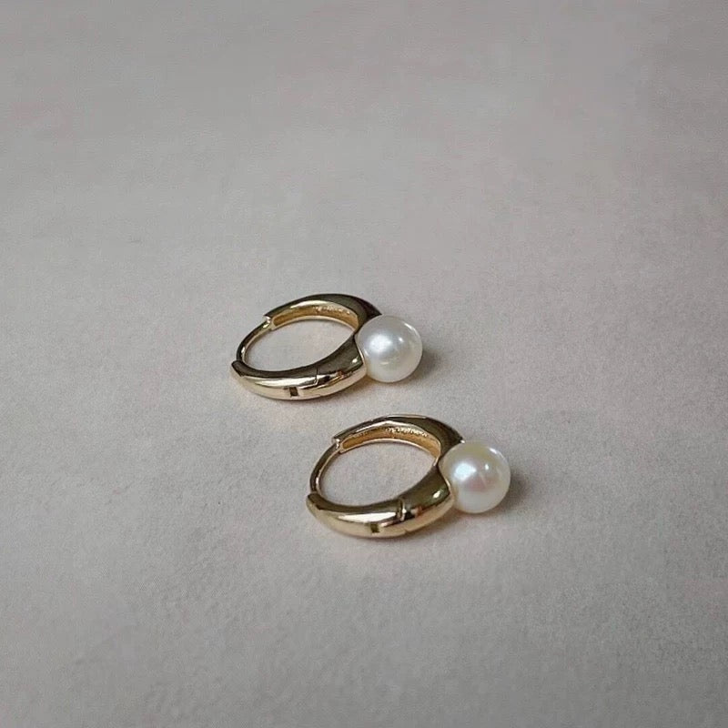 Pearl Ring Hoop Earrings