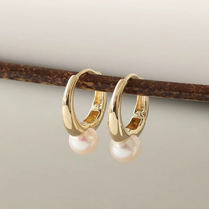 Pearl Ring Hoop Earrings