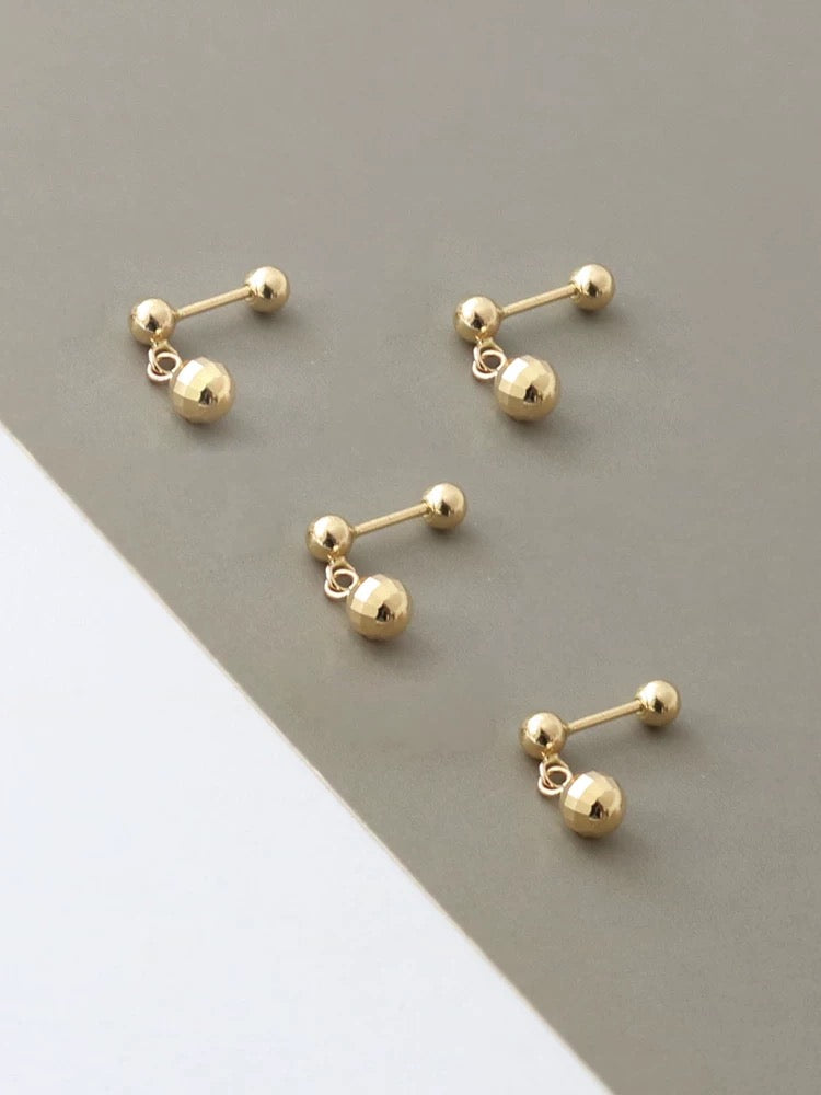 Disco Dome Drop Stud Earrings