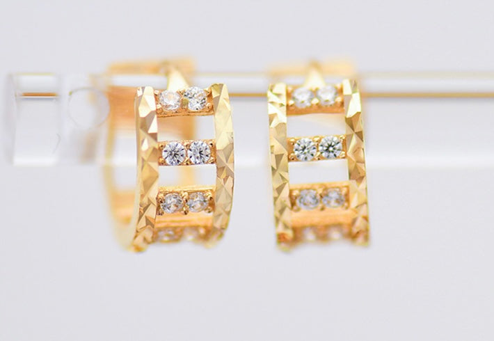 Studded Ladder Frame Huggie Hoops