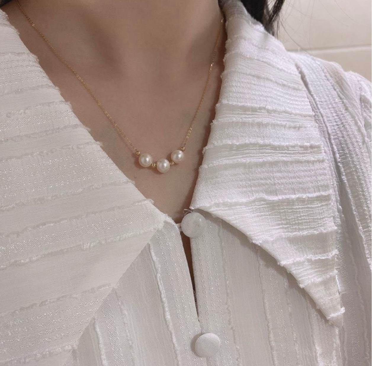 Penelope Akoya Pearl Bead Necklace