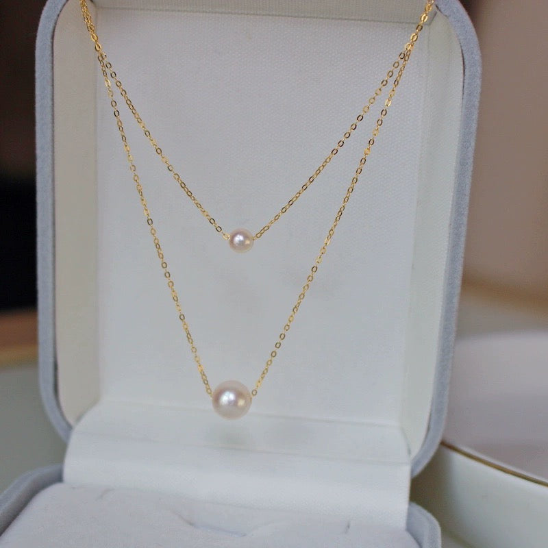 Double Chain Akoya Pearl Necklace