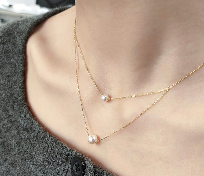 Double Chain Akoya Pearl Necklace