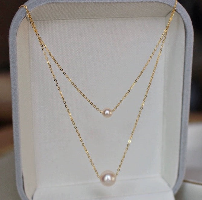 Double Chain Akoya Pearl Necklace