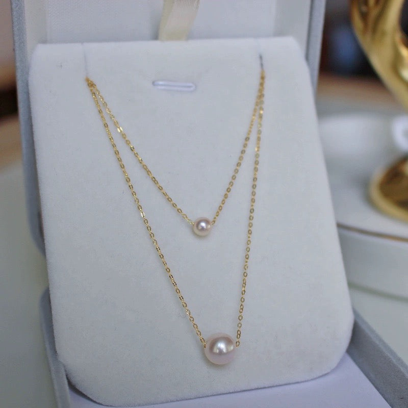 Double Chain Akoya Pearl Necklace