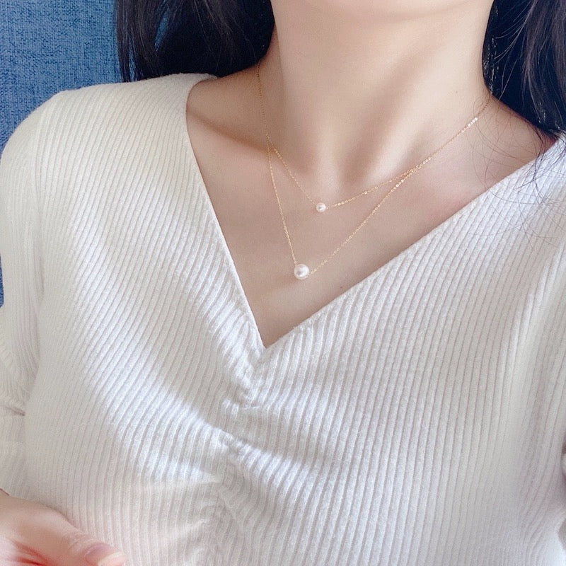 Double Chain Akoya Pearl Necklace