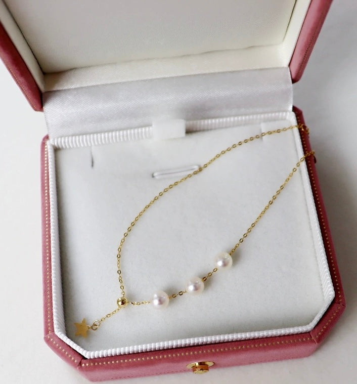 Akoya Pearls & Hanging Star Necklace