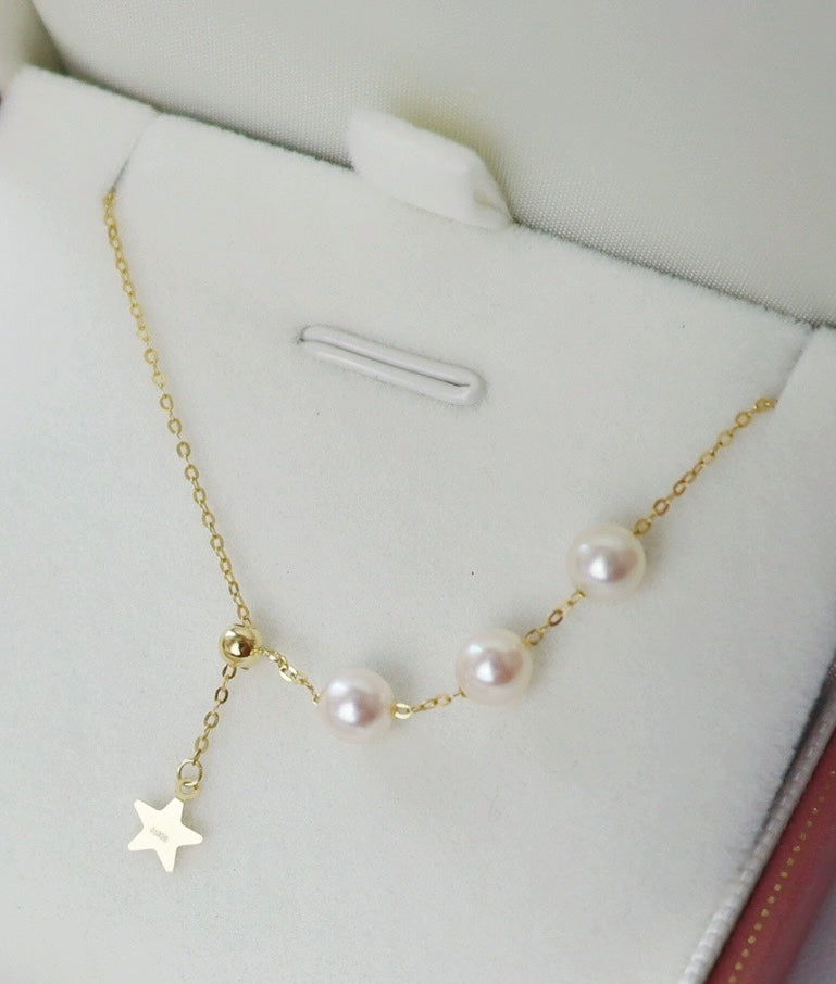 Akoya Pearls & Hanging Star Necklace