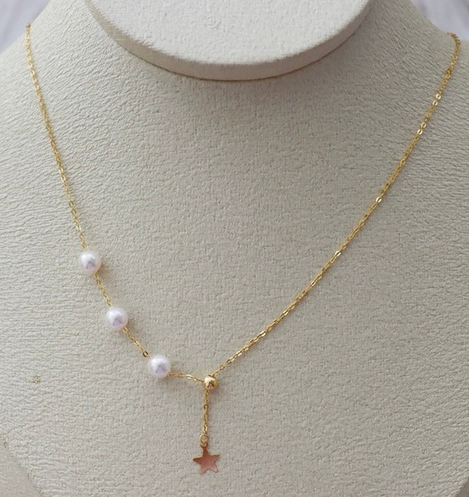 Akoya Pearls & Hanging Star Necklace