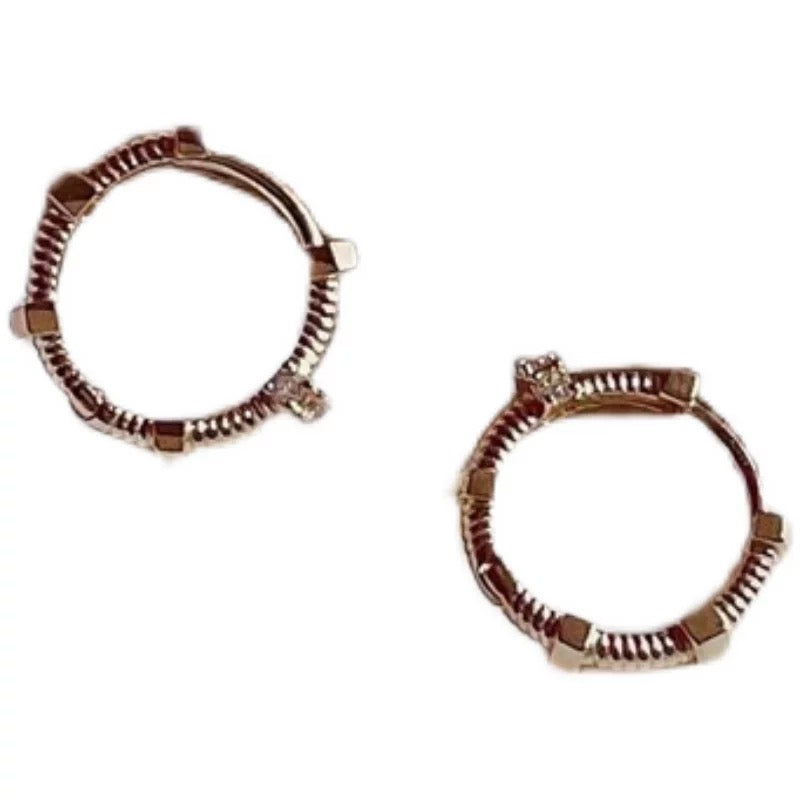 Spinal Hex Band Huggie Hoops