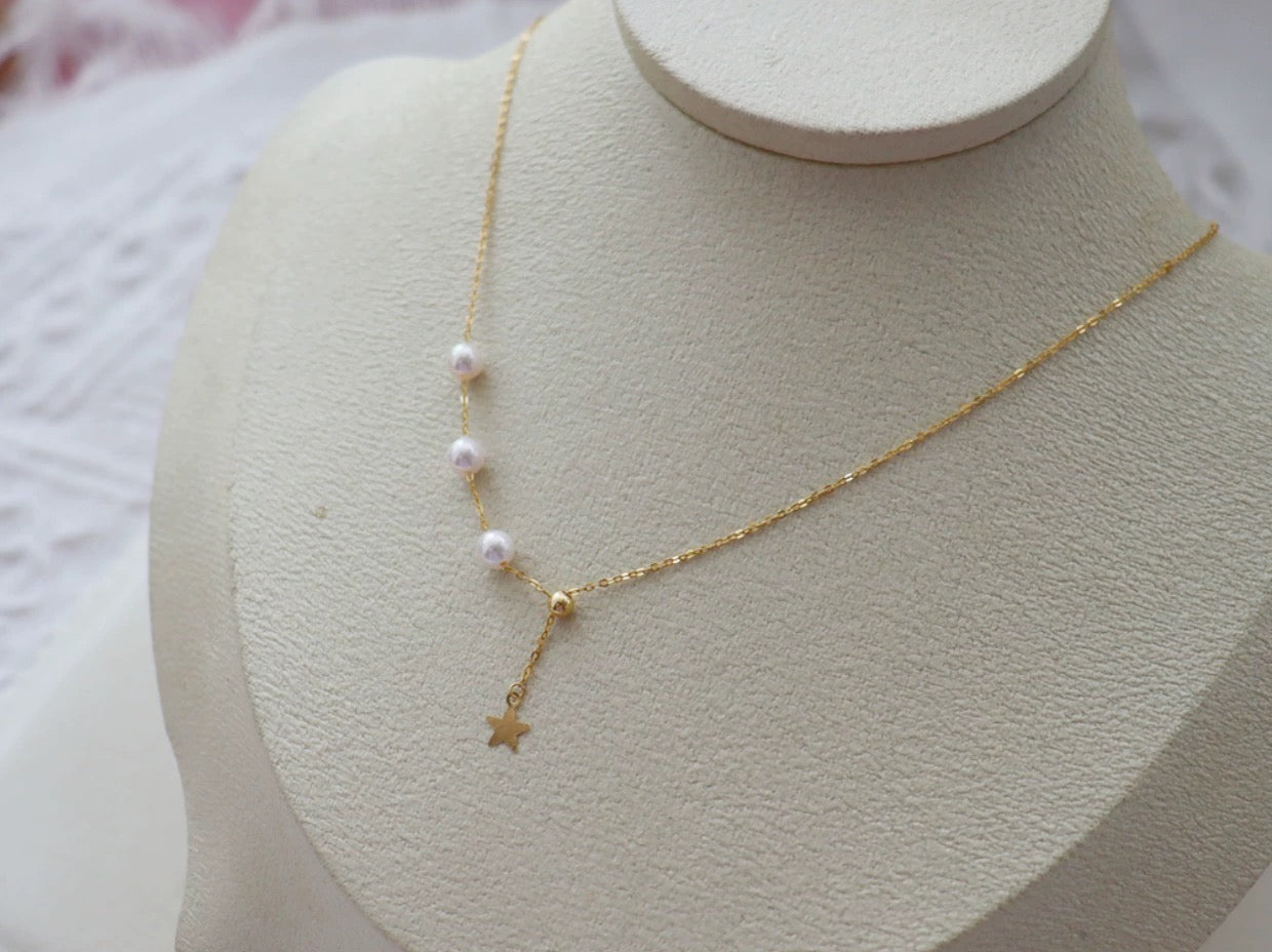 Akoya Pearls & Hanging Star Necklace