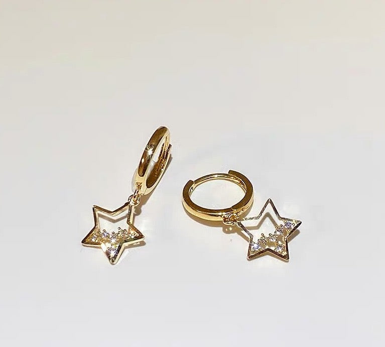 Dangle Star Huggie Hoops