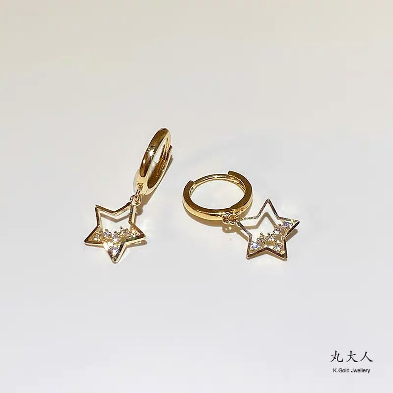 Dangle Star Huggie Hoops