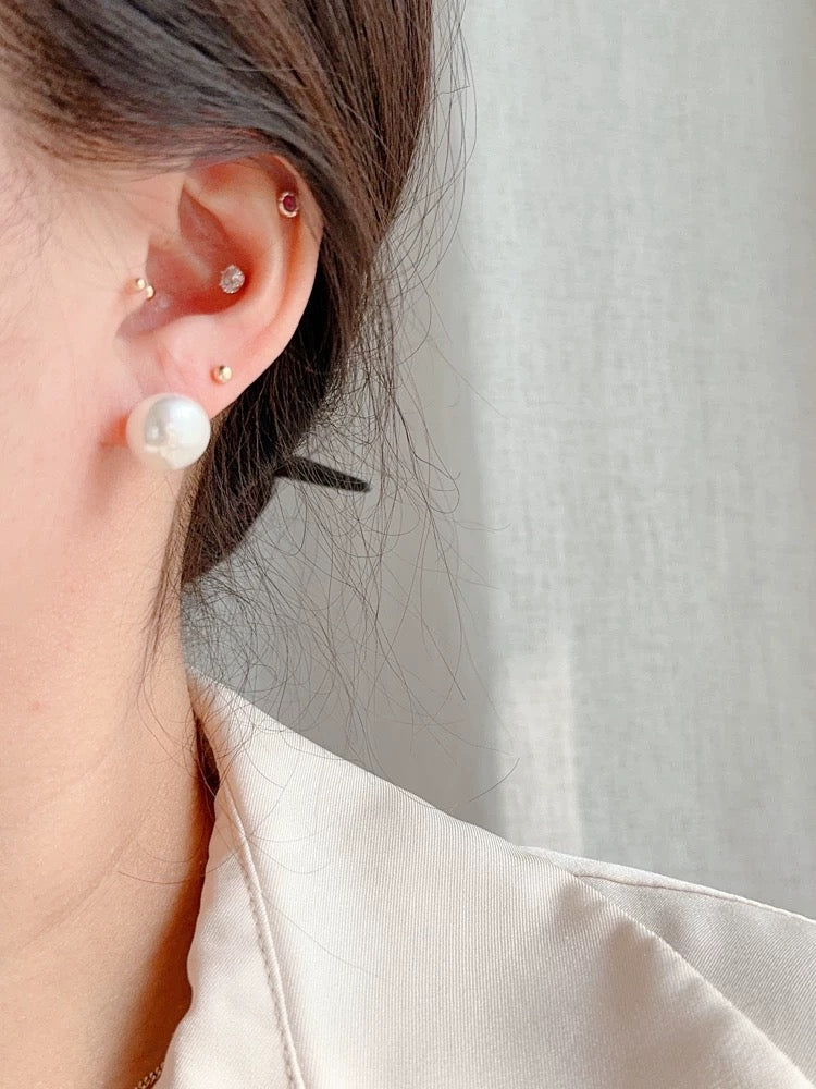 Pearl Button Stud Earrings