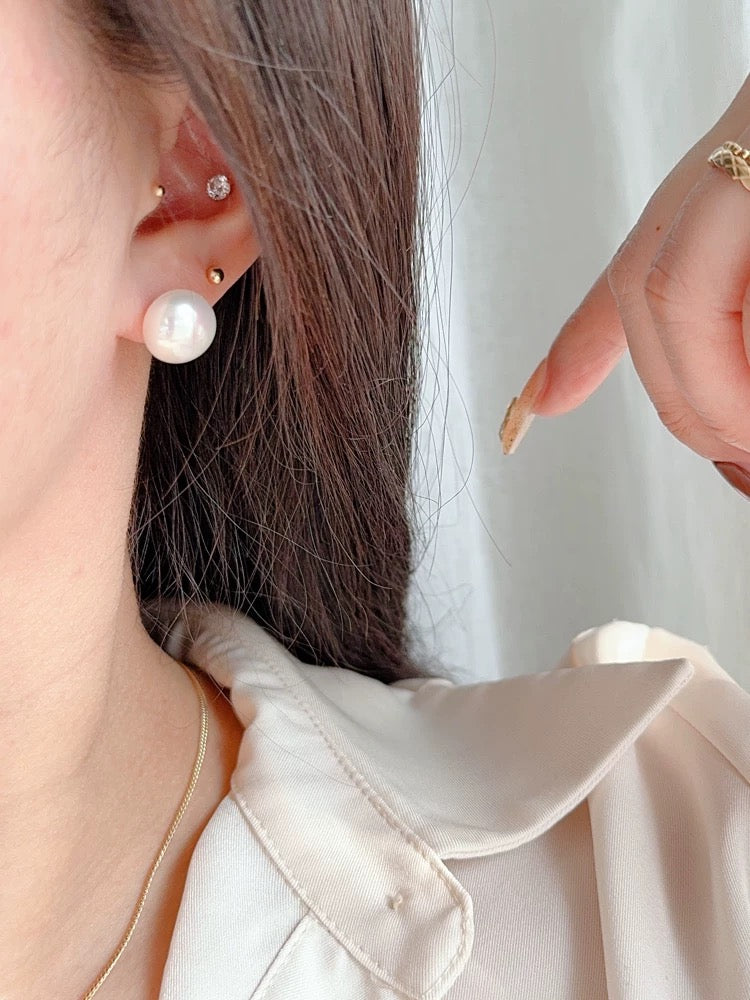 Pearl Button Stud Earrings