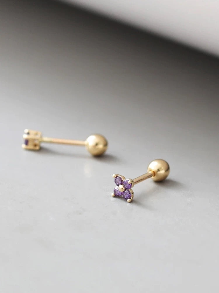 Purple Moissanite Trio Stud Earrings