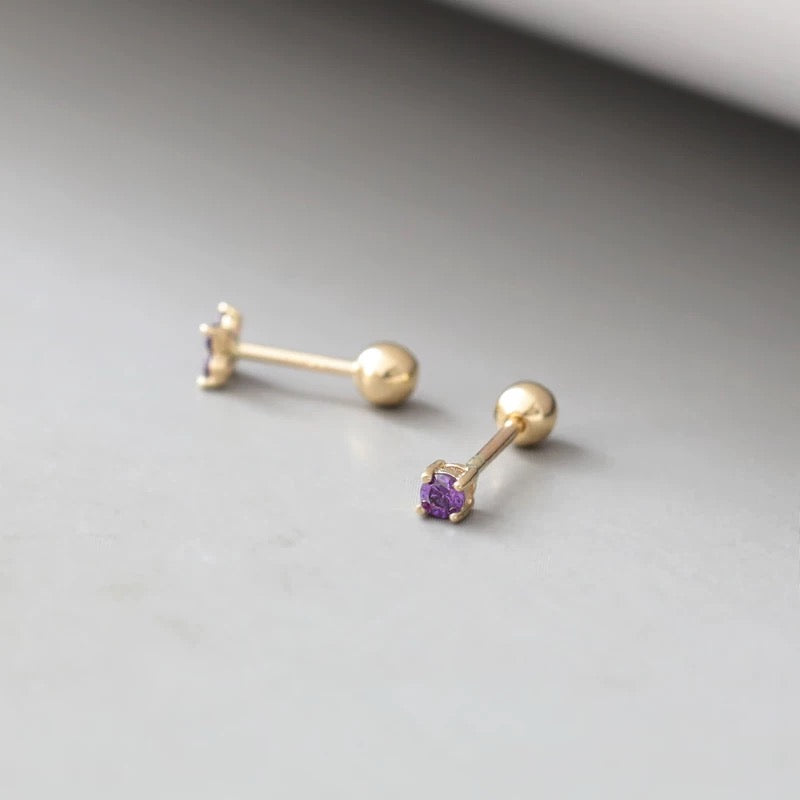 Purple Moissanite Trio Stud Earrings