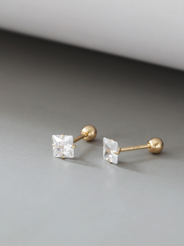 Moissanite Tile Stud Earrings