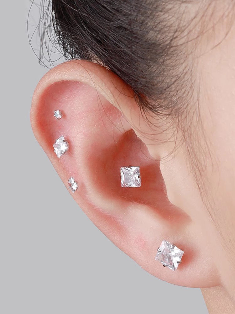 Moissanite Tile Stud Earrings