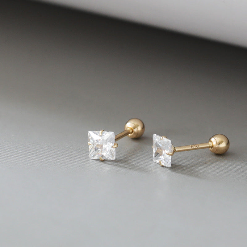 Moissanite Tile Stud Earrings