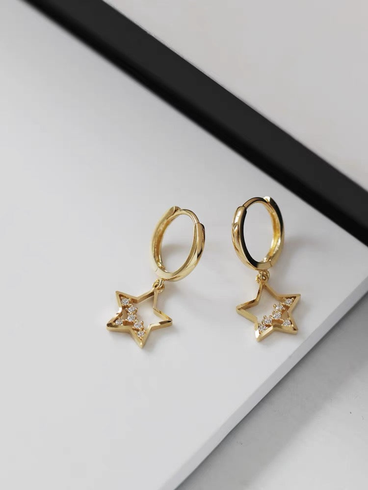 Dangle Star Huggie Hoops