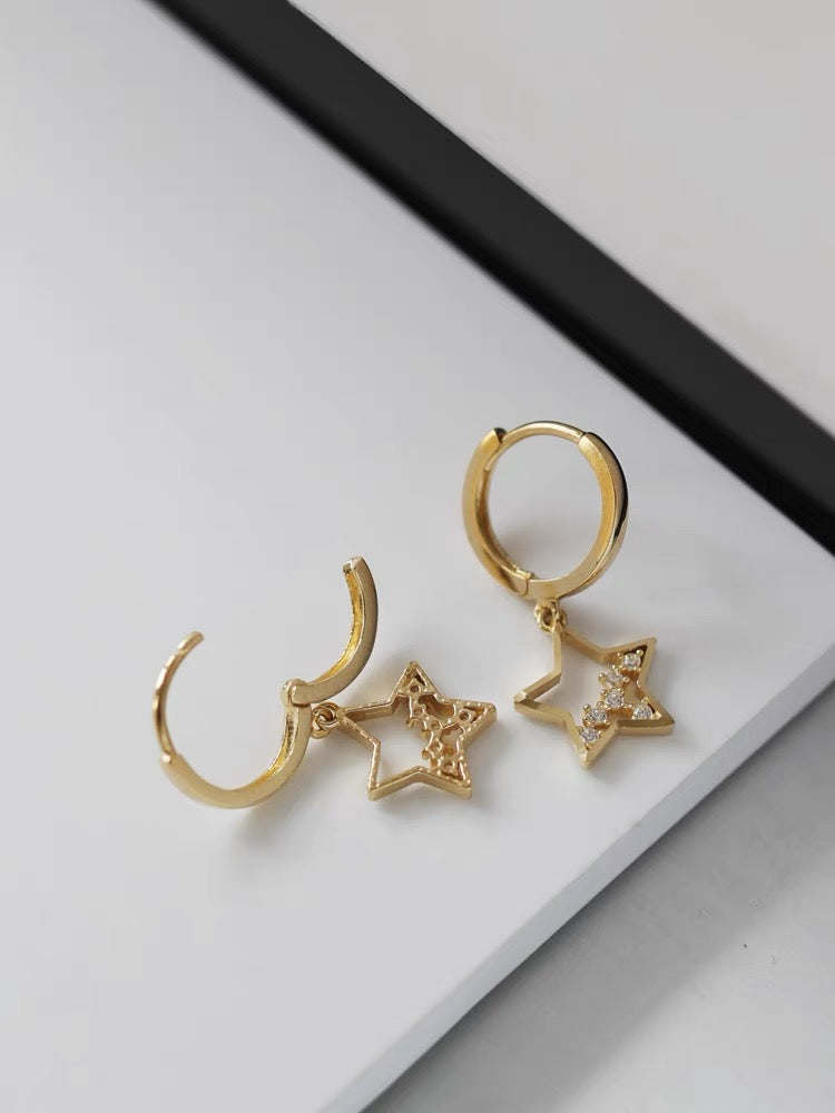 Dangle Star Huggie Hoops