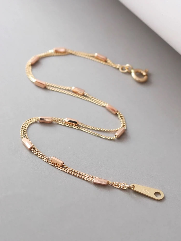 Bugle Bead Twin Chains Bracelet