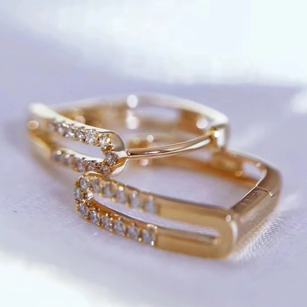 Paved Paperclip Hoop Earrings