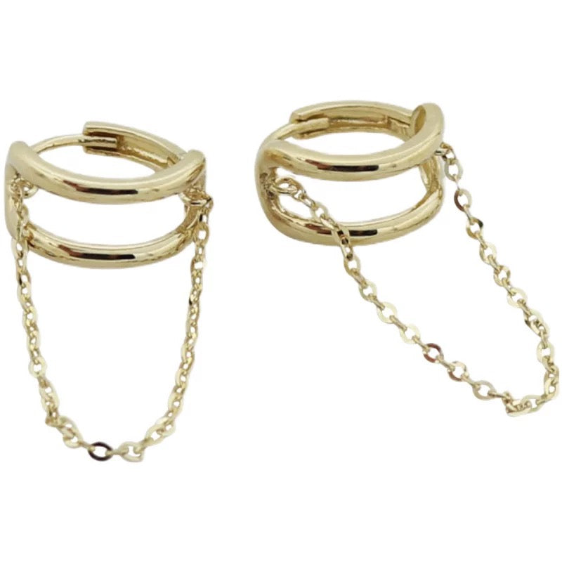 Cuff Buckle & Chain Huggie Hoops